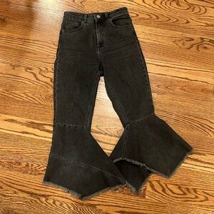 ASOS Denim Gray Cropped Flare Bottom High Waisted Jeans Size 25